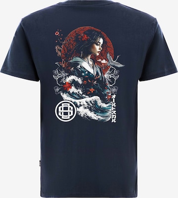 Oldskull Shirt 'Asian Blossom Queen' in Blue: front
