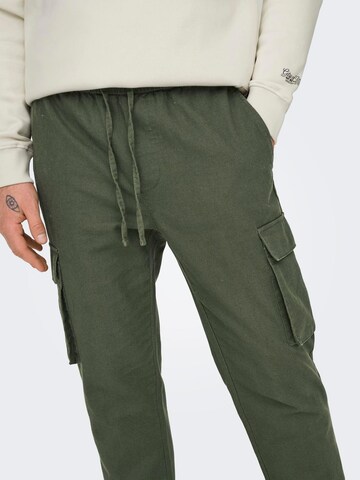 Tapered Pantaloni cargo 'ONLLinus' di Only & Sons in verde