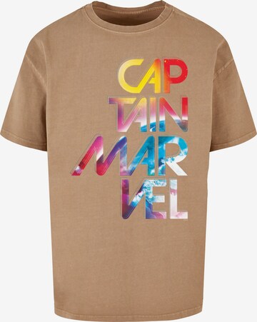 ABSOLUTE CULT T-Shirt 'Captain Marvel - Galactic' in Beige: predná strana