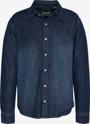 T-Shirt Schott NYC en bleu : devant