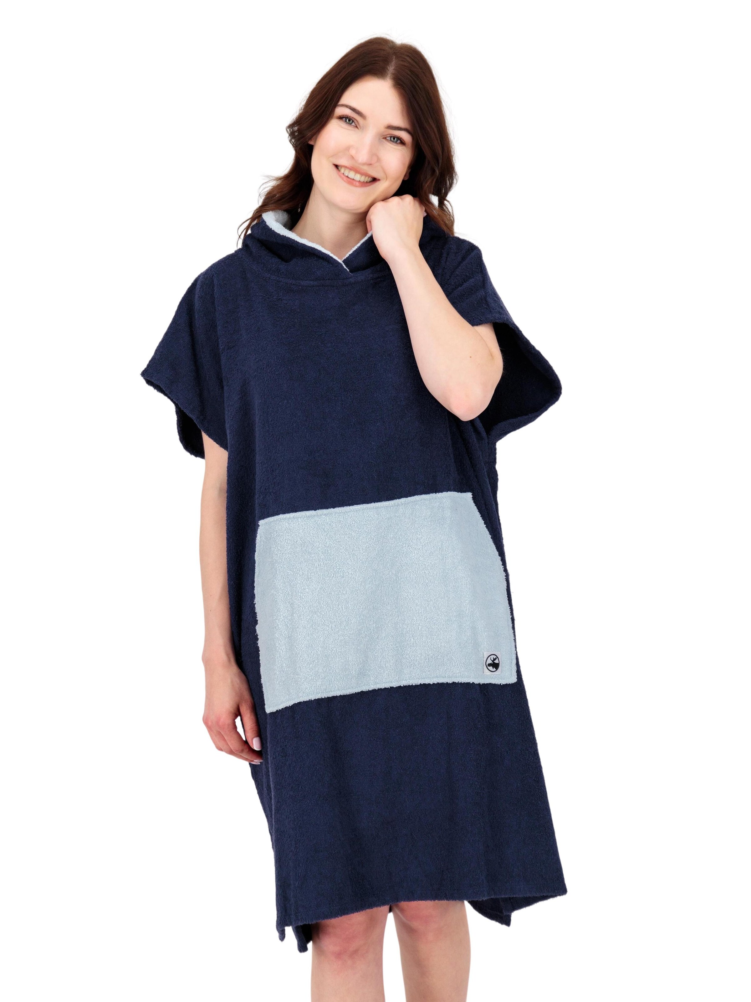 deproc Long Bathrobe 'PARLEE BEACH' in Blue: front