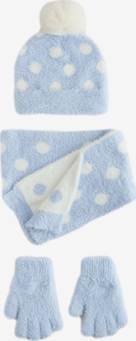 Next Set: Mütze, Schal und Handschuhe in Blau: Vorderseite
