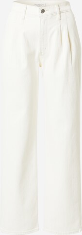 Abercrombie & Fitch Свободный крой Джинсы с плиссировкой в Белый: спереди