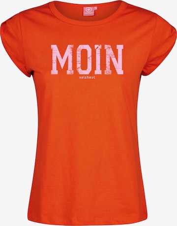 salzhaut Shirt ' BIIKE - MOIN ' in Orange: Vorderseite