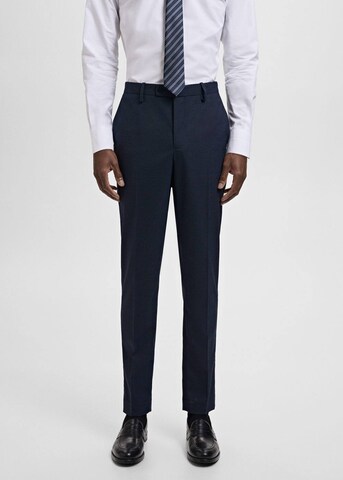 MANGO MAN Slim fit Pleated Pants 'Milan' in Blue: front