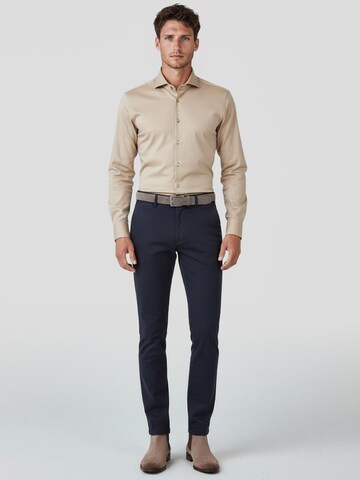 Profuomo Slim fit Button Up Shirt 'Knitted' in Beige