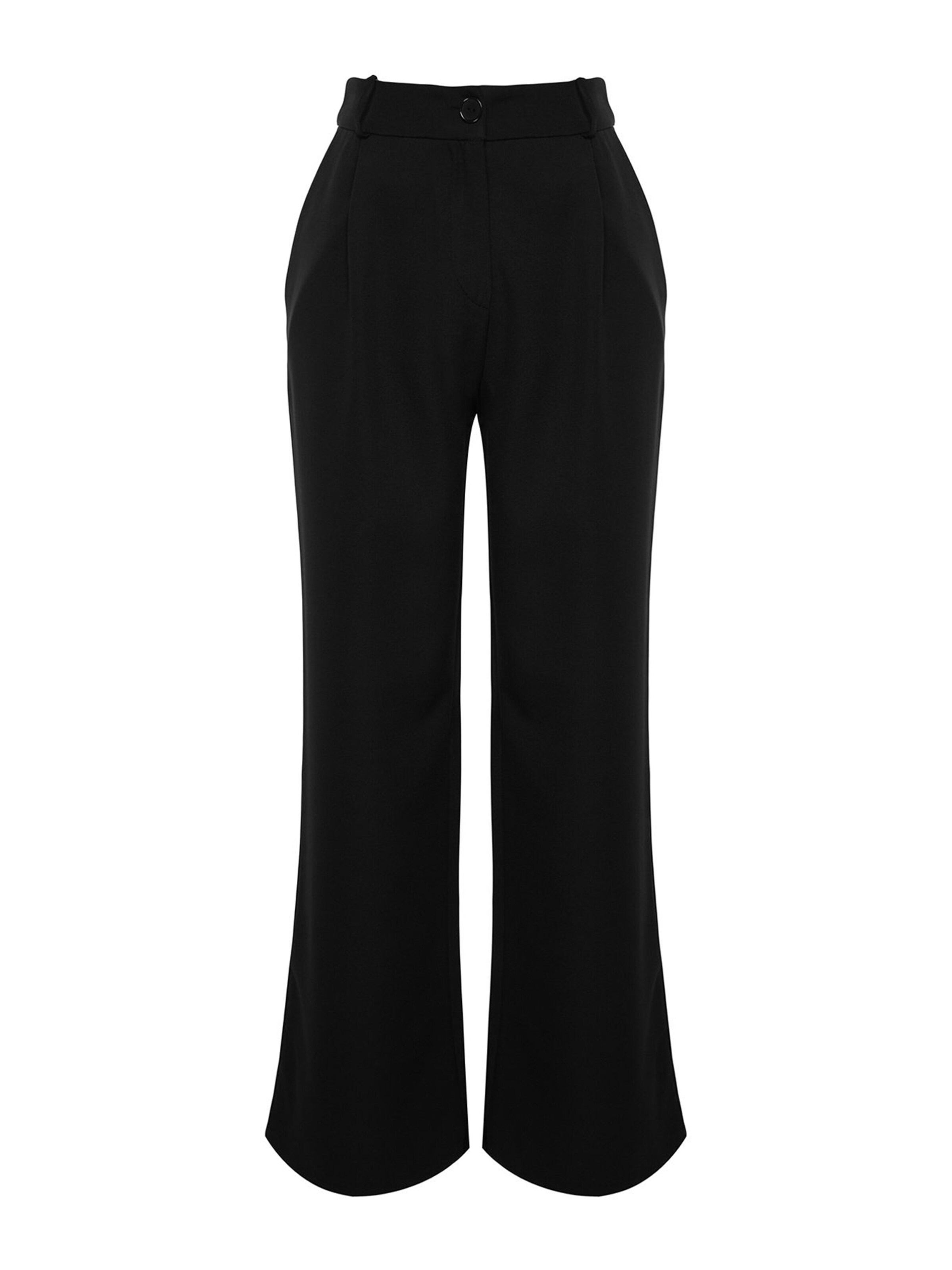 Trendyol Loosefit Kalhoty se sklady v pase – černá: přední strana