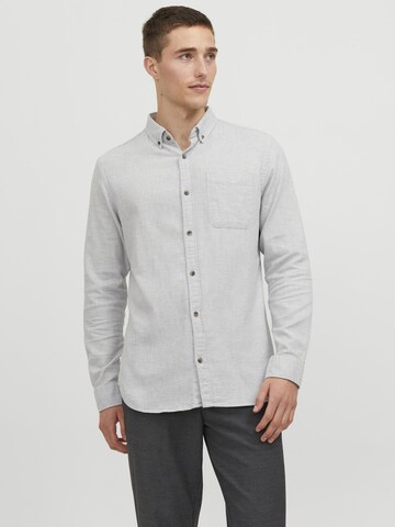 JACK & JONES Slim fit Button Up Shirt 'Classic' in Grey: front