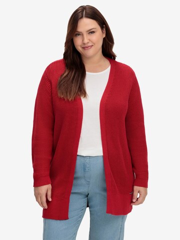 SHEEGO Knit Cardigan in Red: front