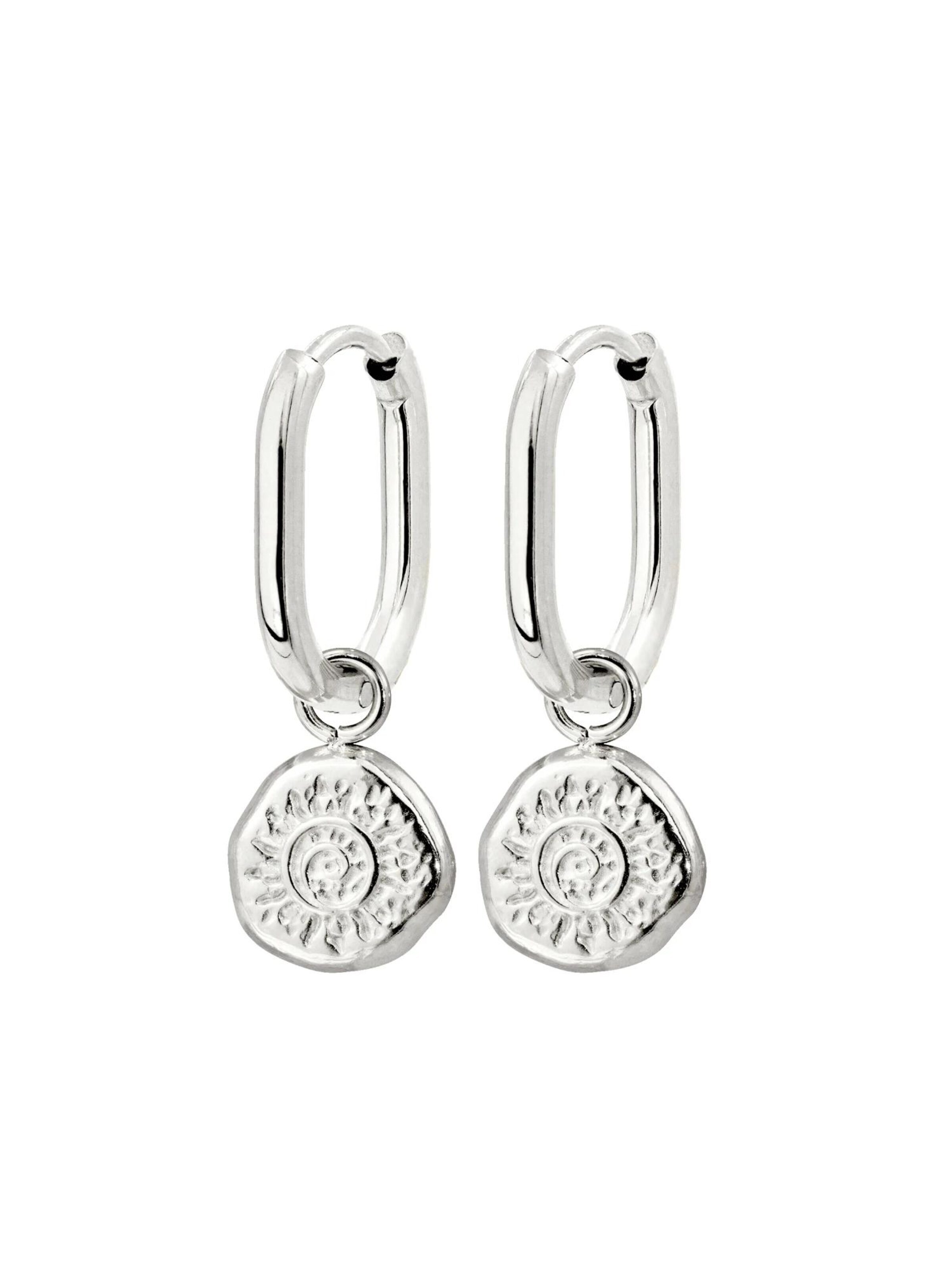 Luamaya Earrings 'Sun Seeker Oval Hoop Set Baby' in Silver: front