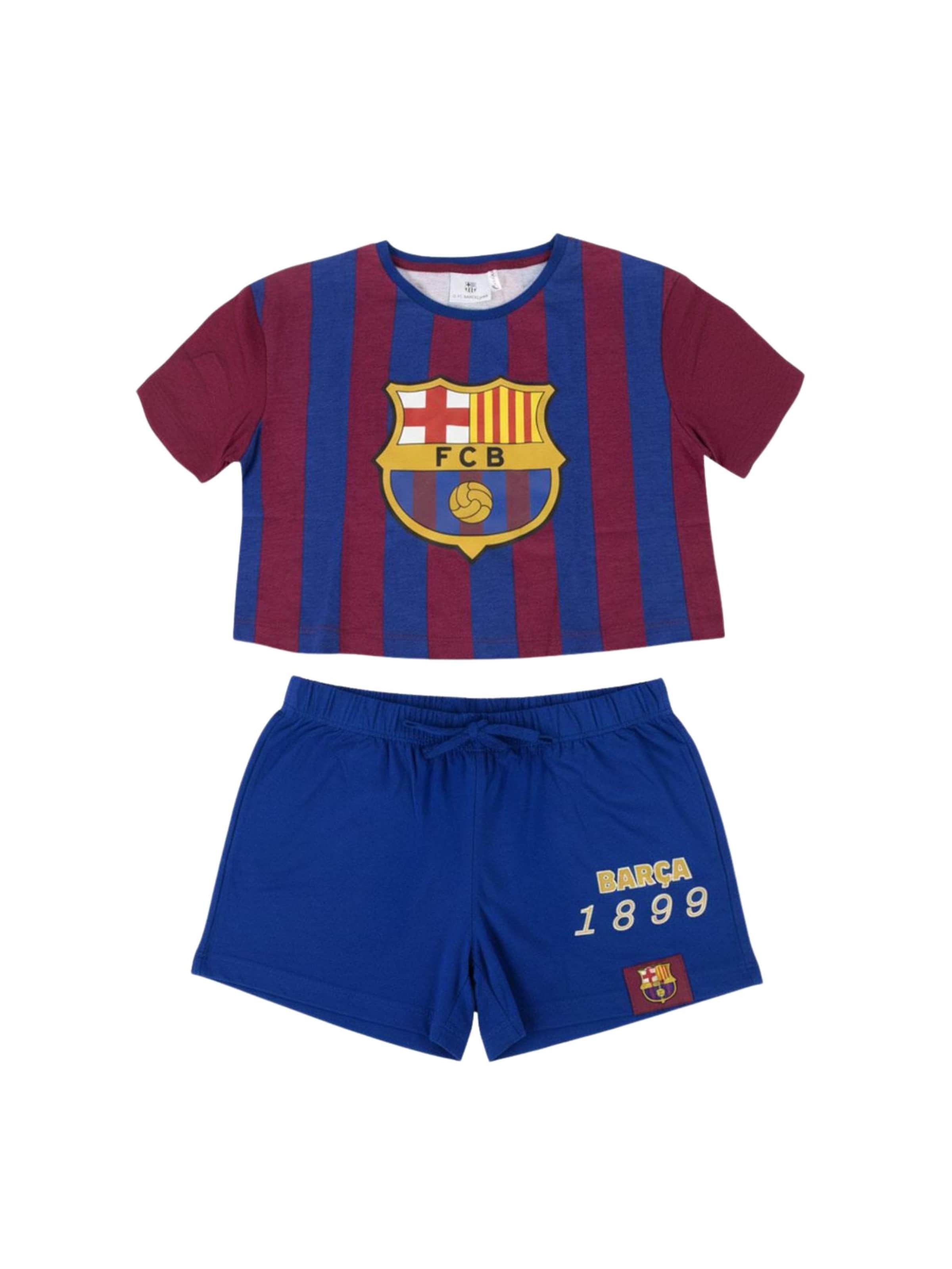 Pyjama 'Short Pyjamas Single Jersey FC Barcelona Beige' Cerdá en bleu : devant