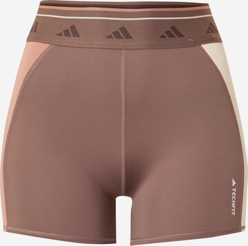 Skinny Pantalon de sport 'Techfit Colorblock' ADIDAS PERFORMANCE en marron : devant