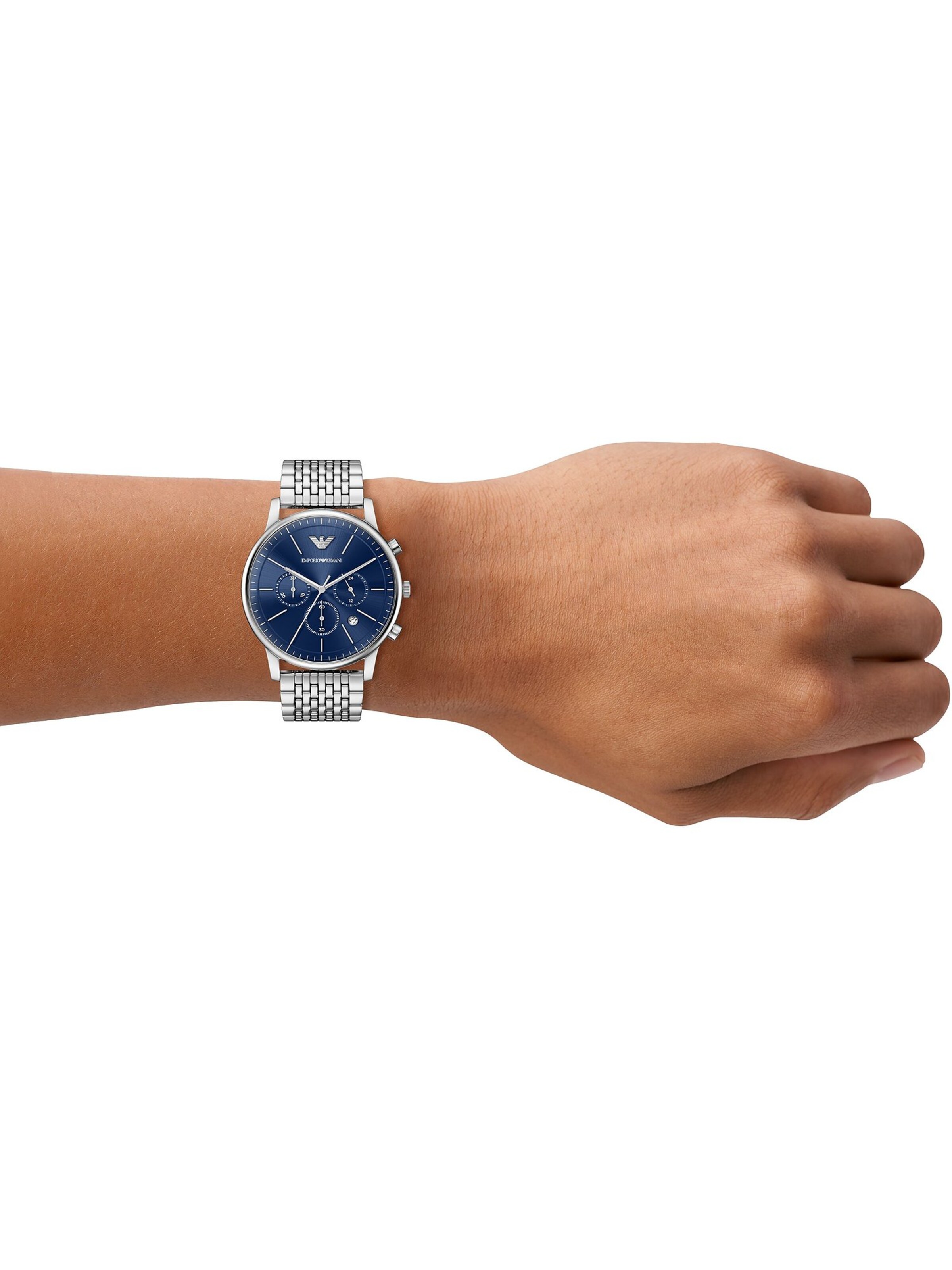 Emporio Armani Analoguhr in Silber: Vorderseite