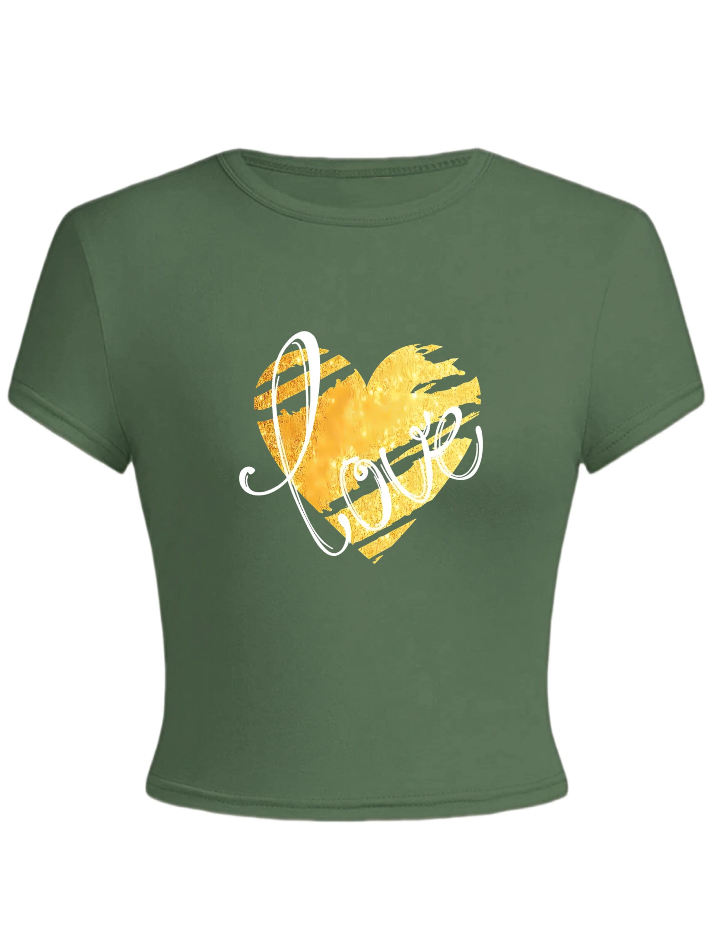 GORHEY Shirt 'Women's Casual Cotton Summer T-Shirt with LOVE Print' in S/Regular in Green, Item view