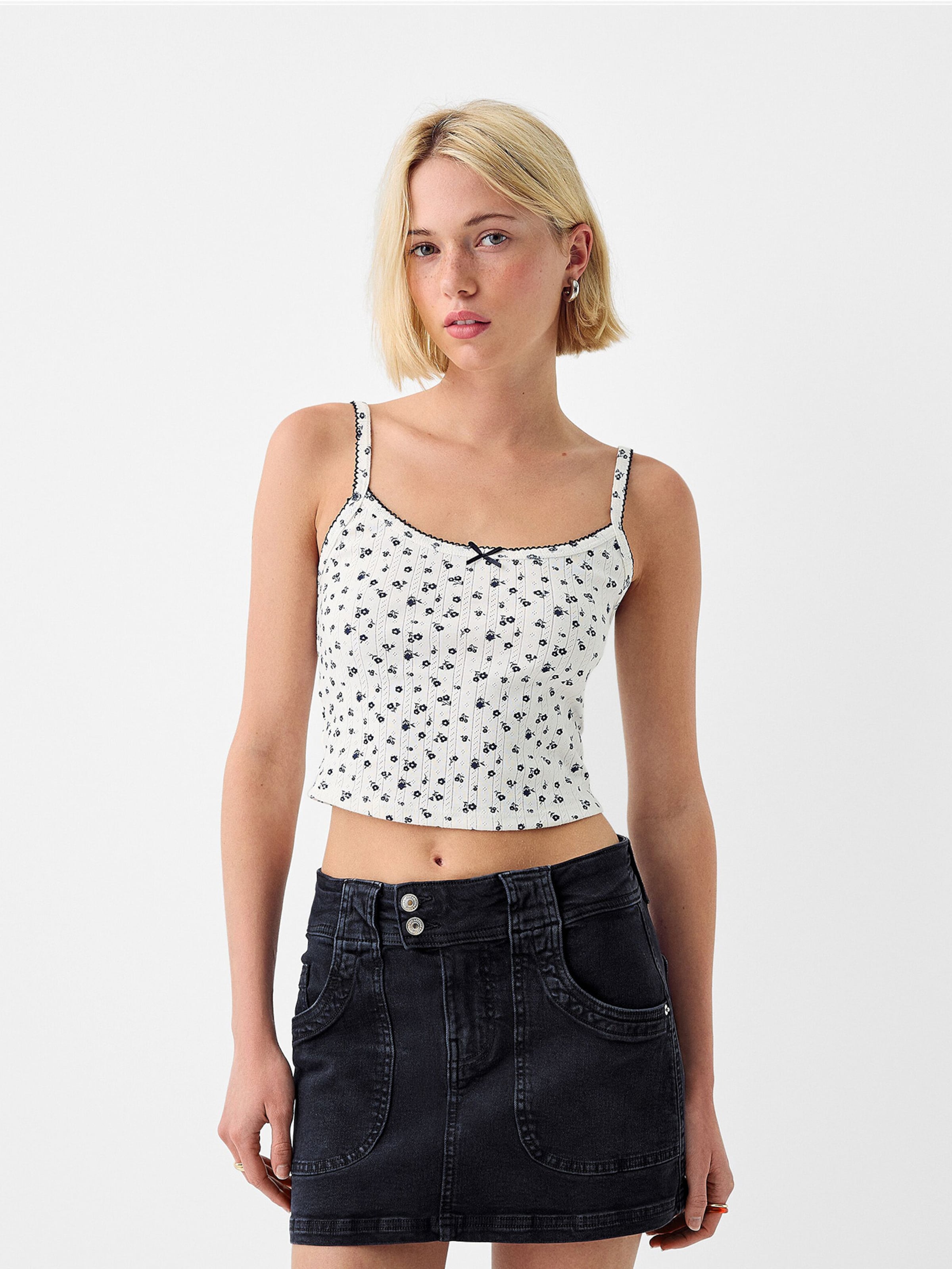Jupe en jean noir bershka hotsell