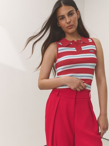 Next Wide leg Pleat-front trousers in Red