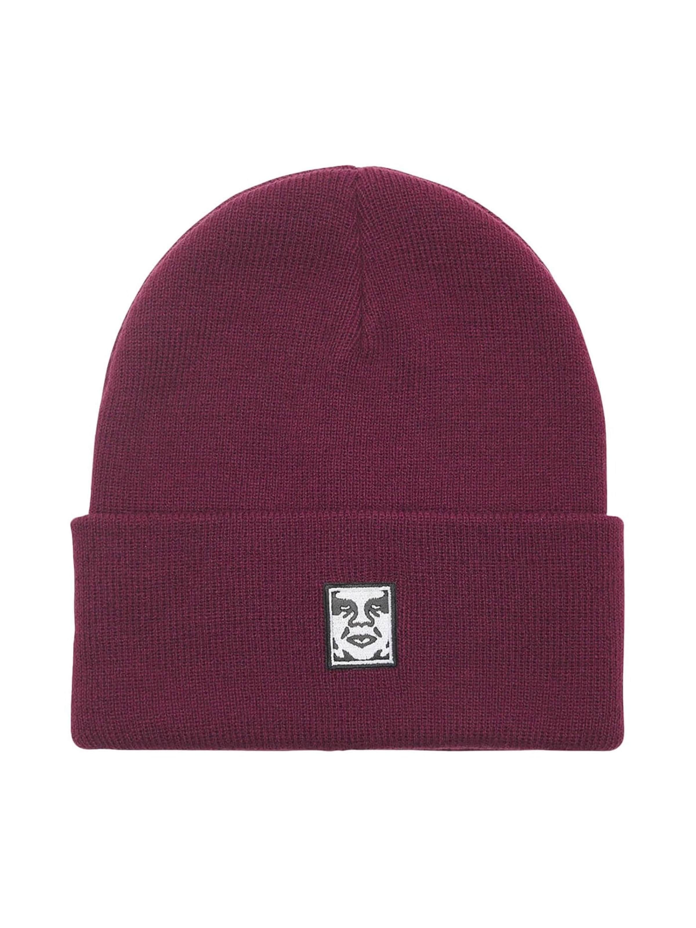 Obey Muts 'Icon Patch Cuff Beanie Beetroot' in Rood: voorkant
