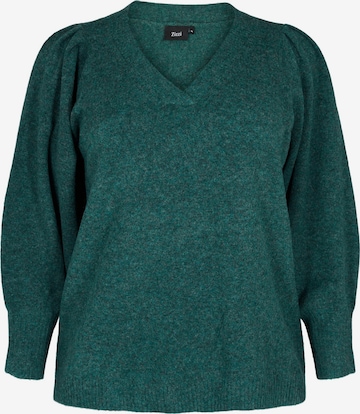 Zizzi Sweater 'GREENY' in Green: front