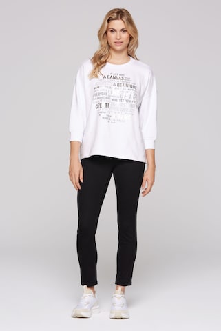 Soccx Sweatshirt mit Wording Print und 3/4-Arm in Weiß
