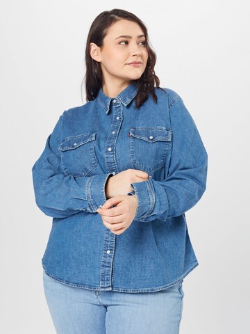 Levi's® Plus Pusero 'Essential Western Shirt' värissä sininen: edessä