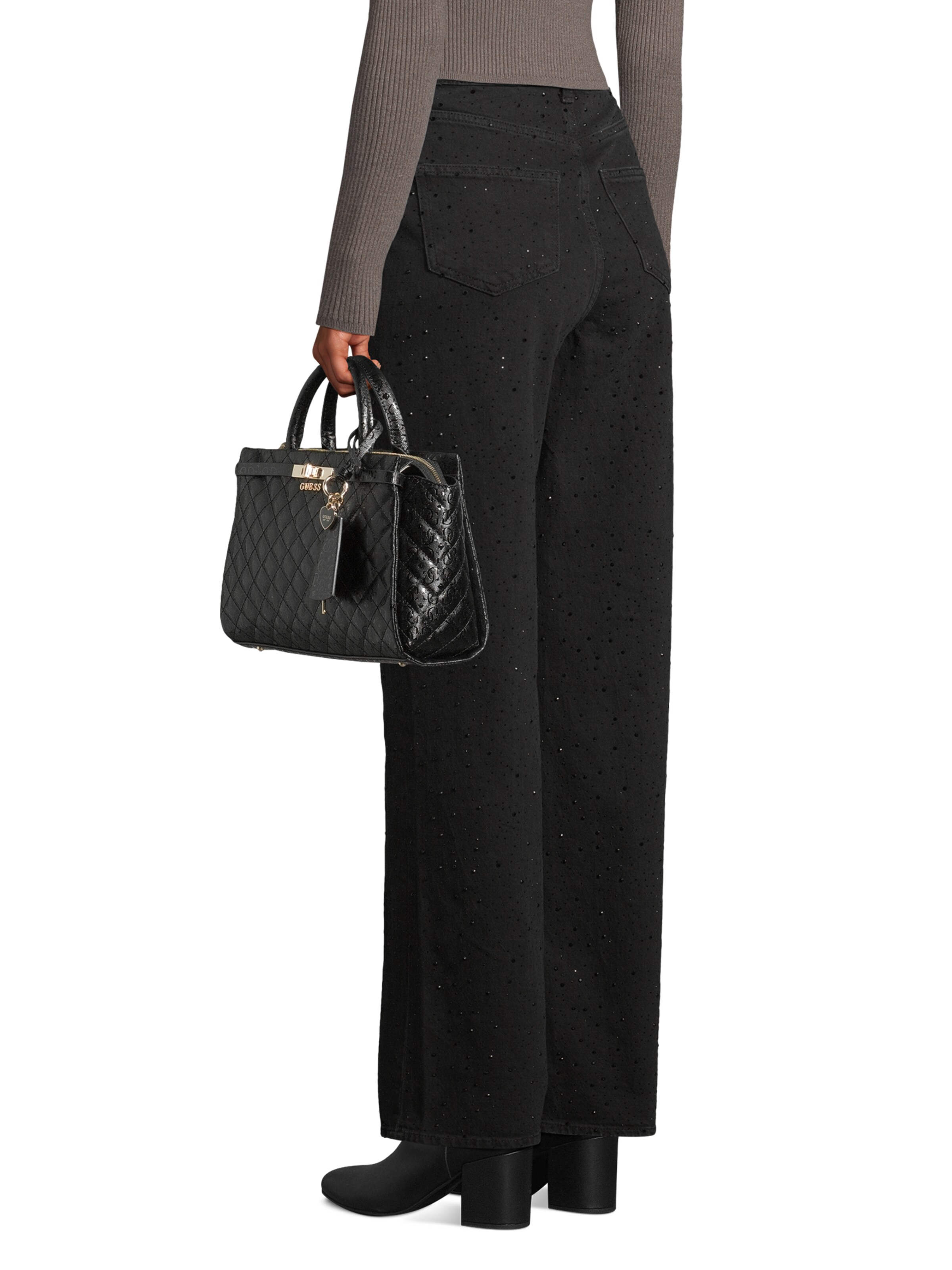 GUESS Handbag 'Idra Girlfriend Satchel' in Black: front