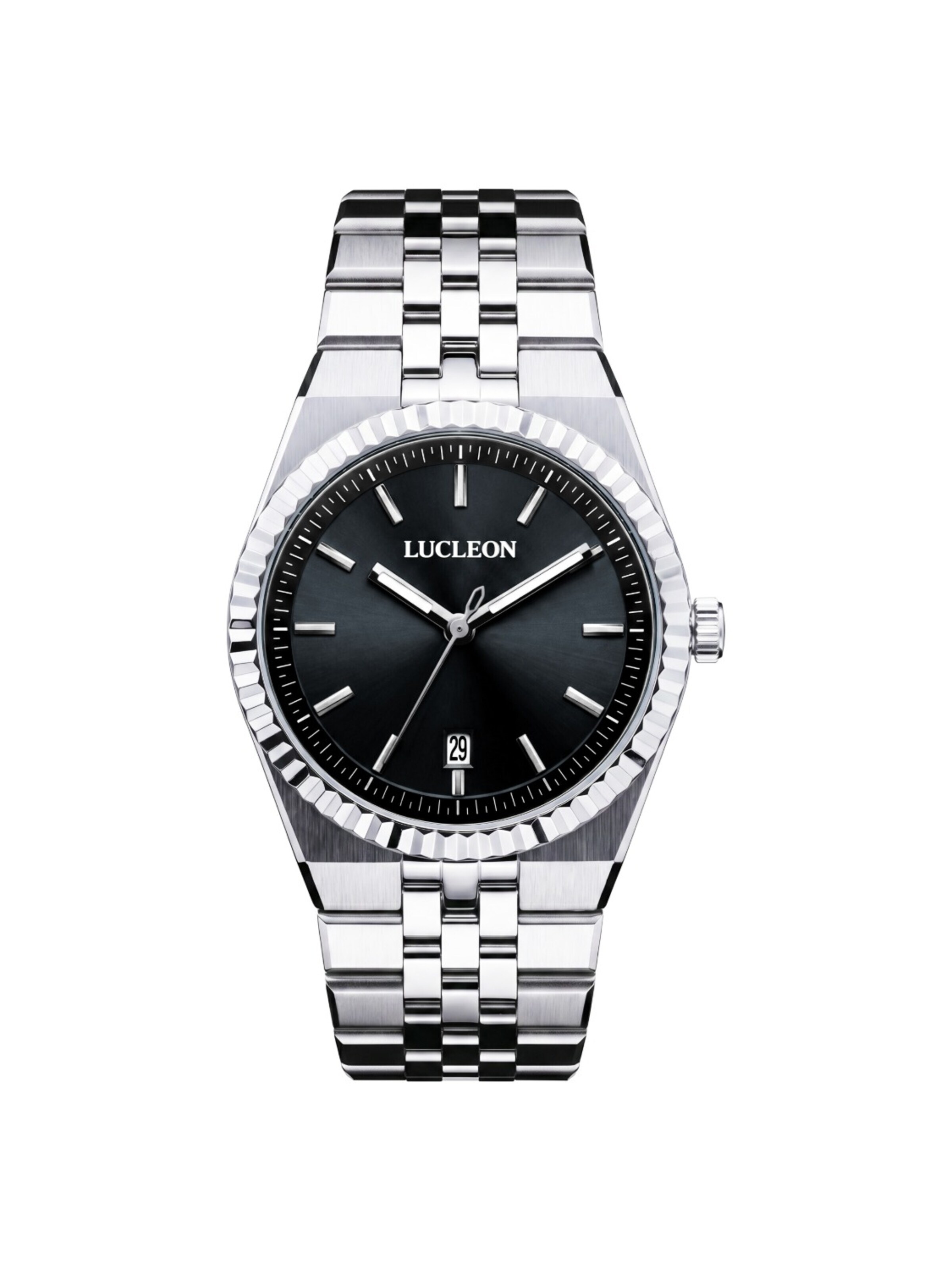 Lucleon Analoog horloge 'Flute' in Zwart: voorkant