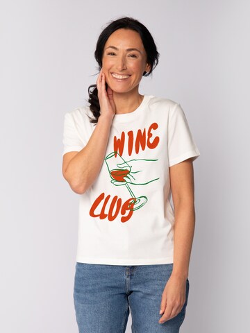 T-shirt 'Wine Club' Watapparel en blanc : devant