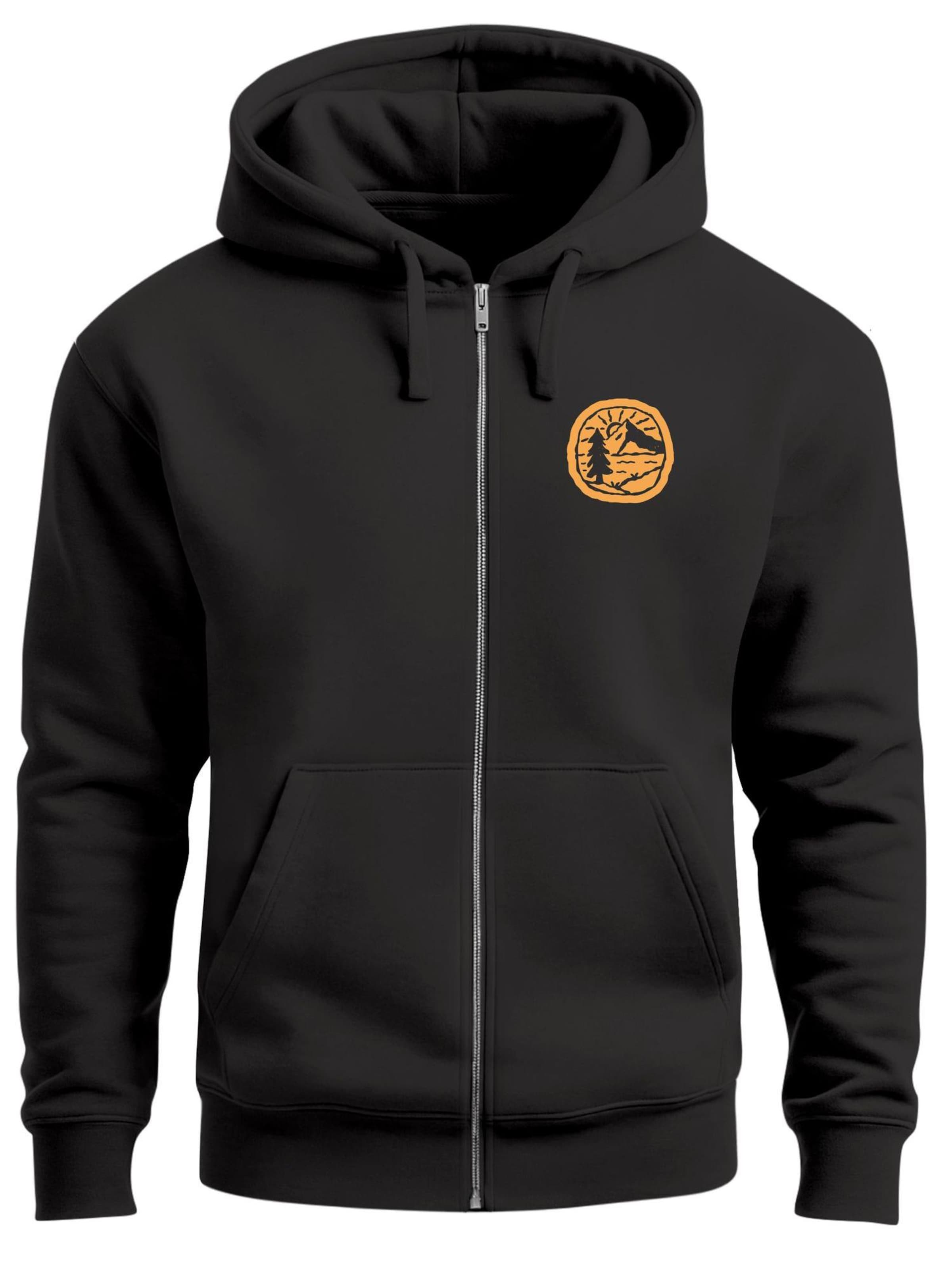 Neverless Sweatjacke 'Landschaft Badge'‌‌‌‌‌‌‌‌ in Schwarz: Vorderseite