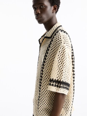 Pull&Bear Comfort fit Button Up Shirt in Beige