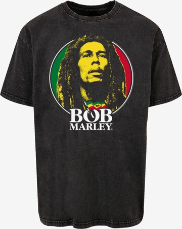 F4NT4STIC T-Shirt 'Bob Marley Logo Badge Reggae Music' in Schwarz: predná strana