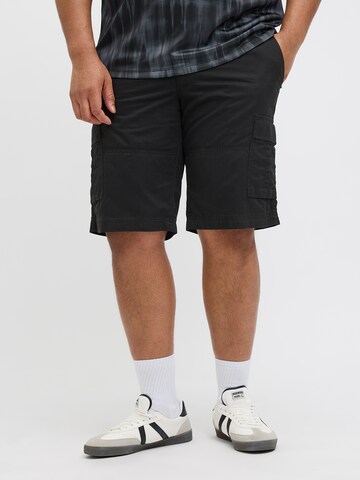 Regular Pantalon cargo 'COLE MATEO' Jack & Jones Plus en noir : devant