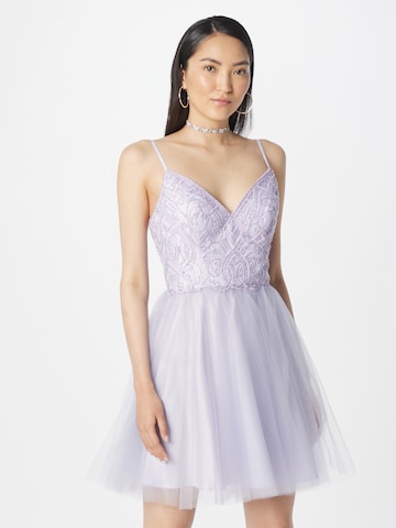 Robe de cocktail Laona en violet : devant