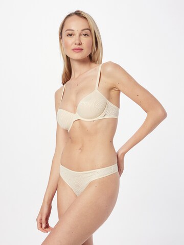 Calvin Klein Underwear Thong 'Sheer Marquisette' in Beige