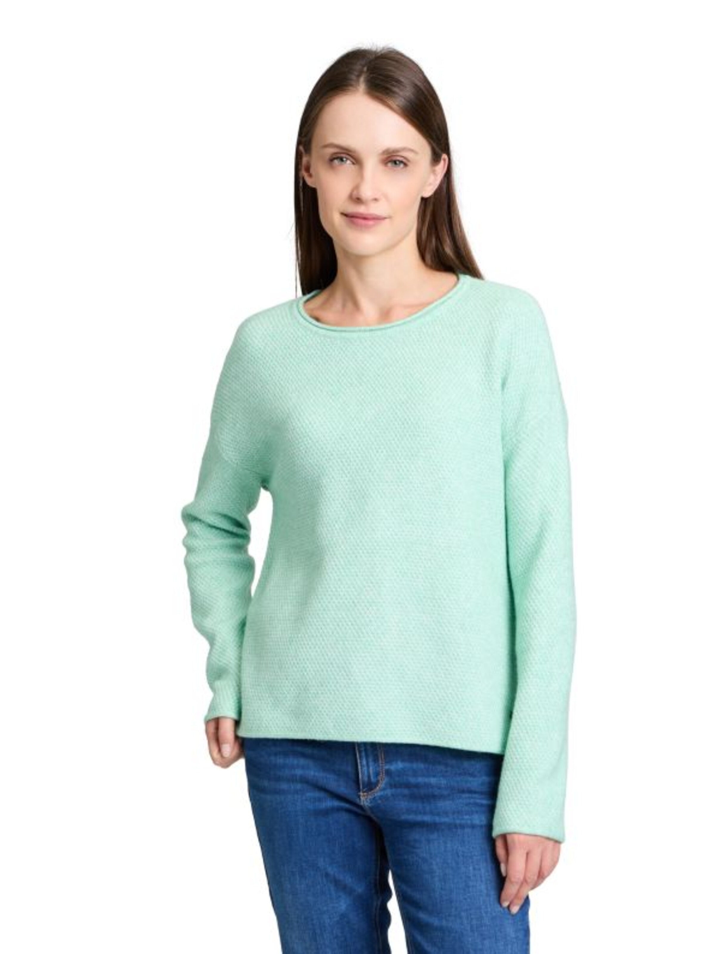 Betty & Co Strickpullover mit Rundhalsausschnitt in Grün: Vorderseite