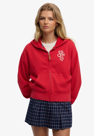 Superdry & Co Zip-Up Hoodie in Red: front