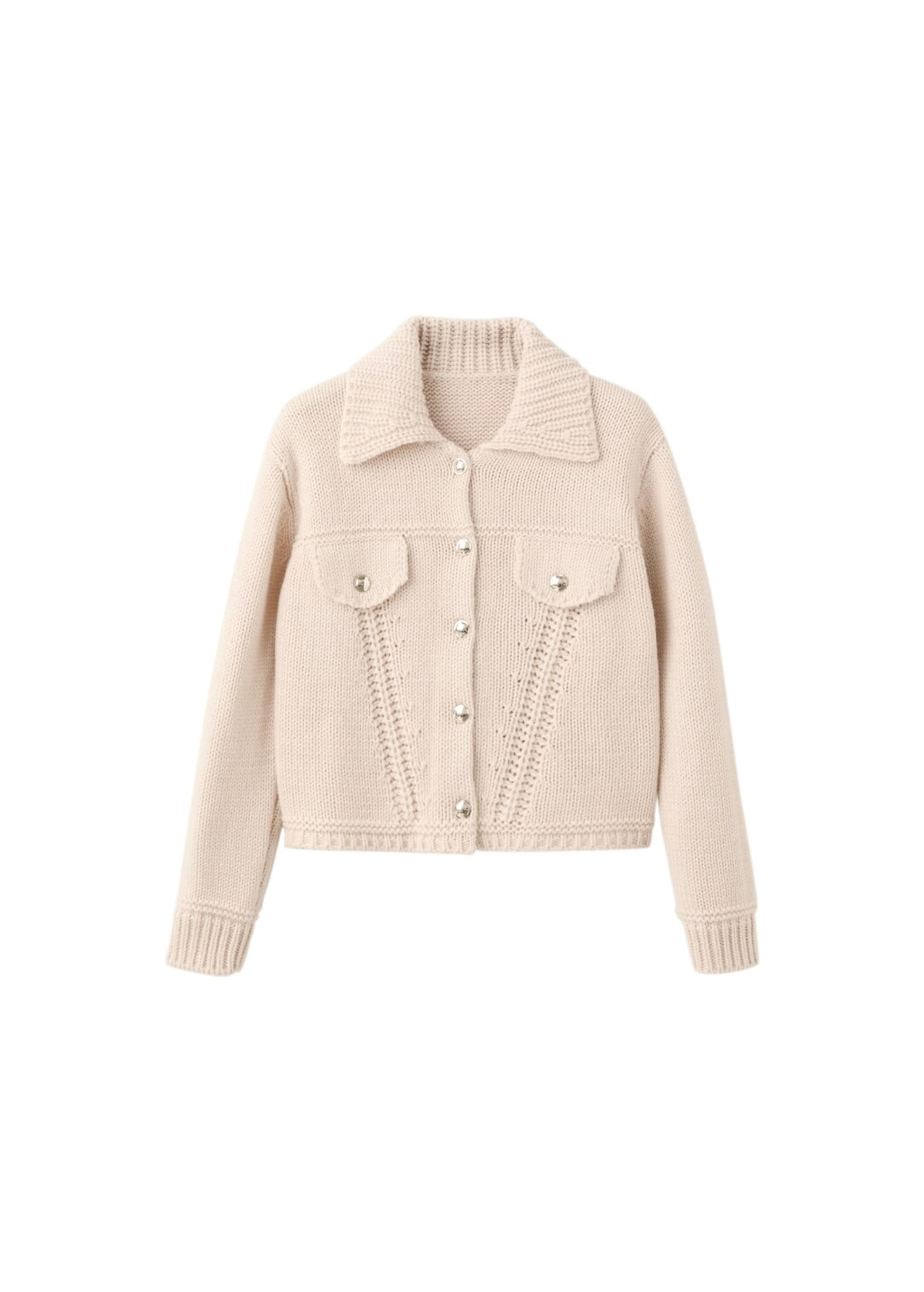 MANGO Knit Cardigan 'Cynthia' in Beige: front
