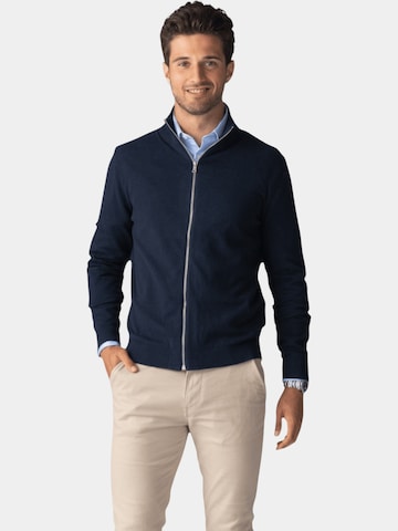 TEESHOPPEN Knit Cardigan in Blue: front