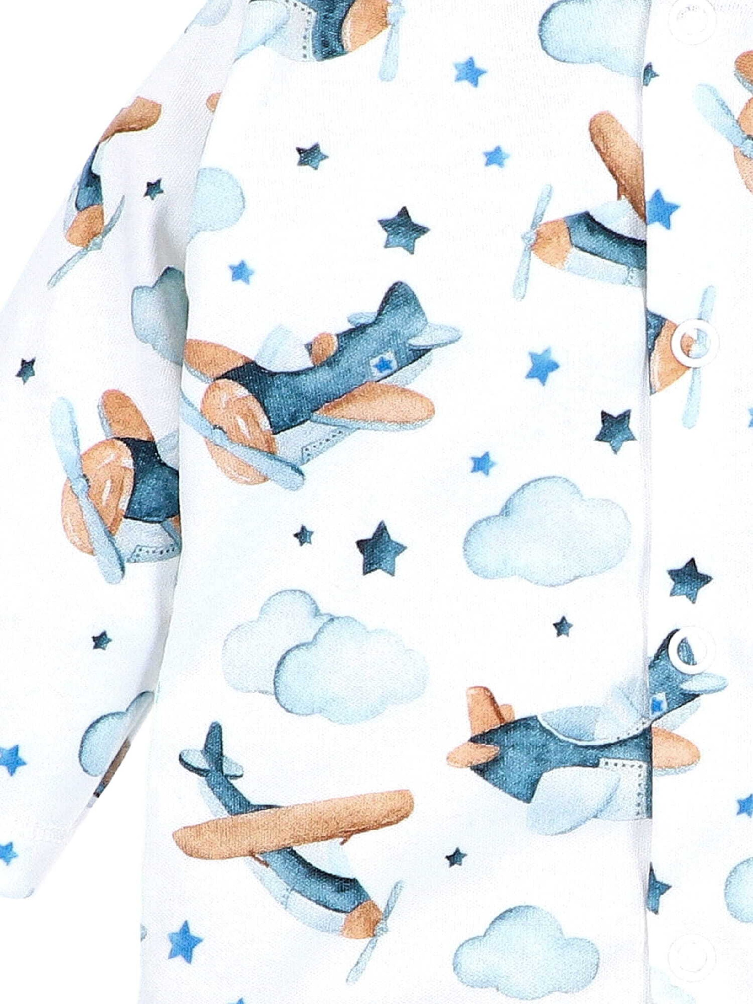 NINI Rompertje/body 'Flugzeug' in Wit