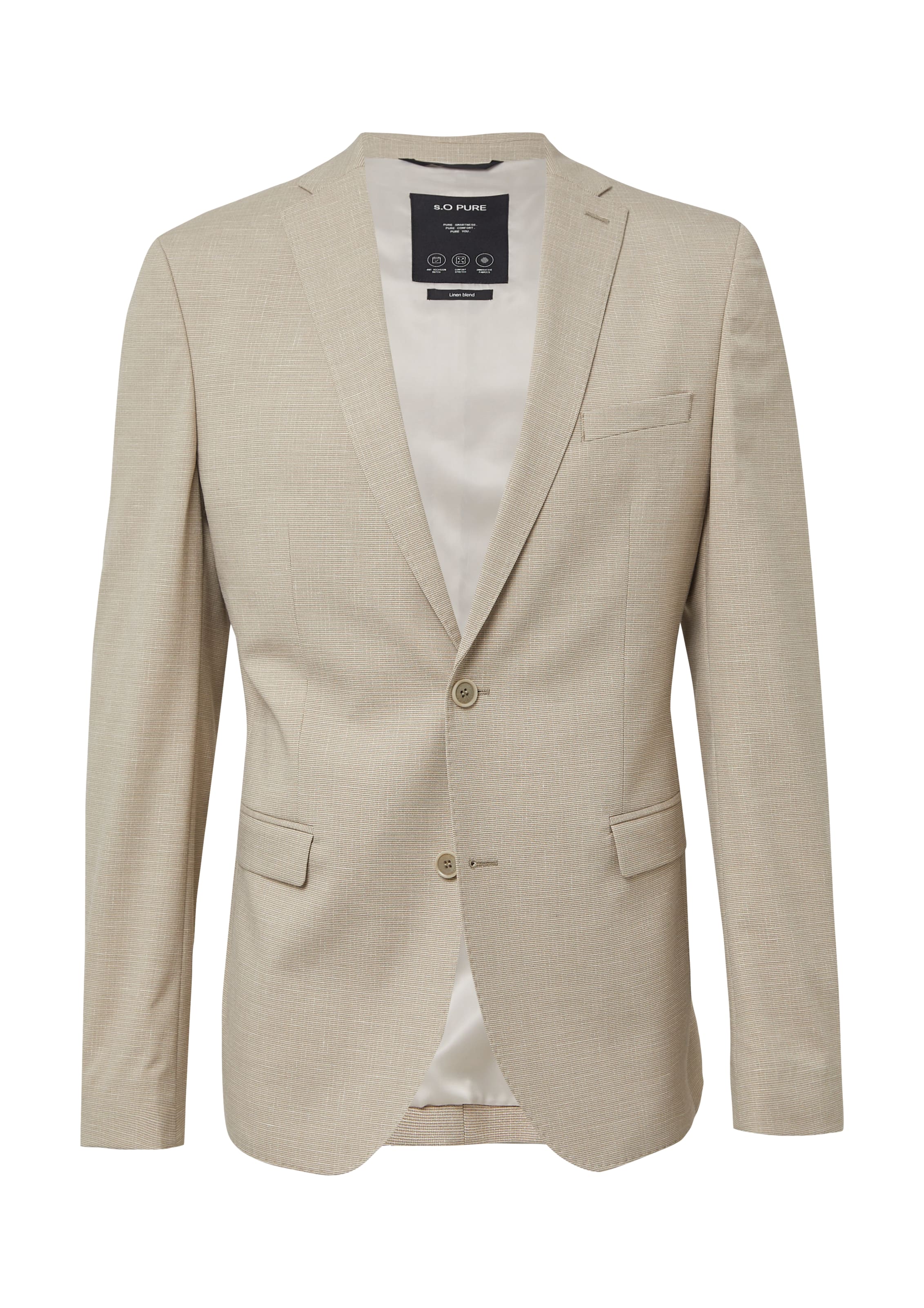 s.Oliver BLACK LABEL Slim Fit Sakko in Beige: Vorderseite