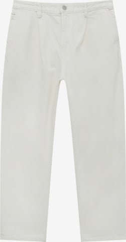 Pull&Bear Regular Trousers in White: front