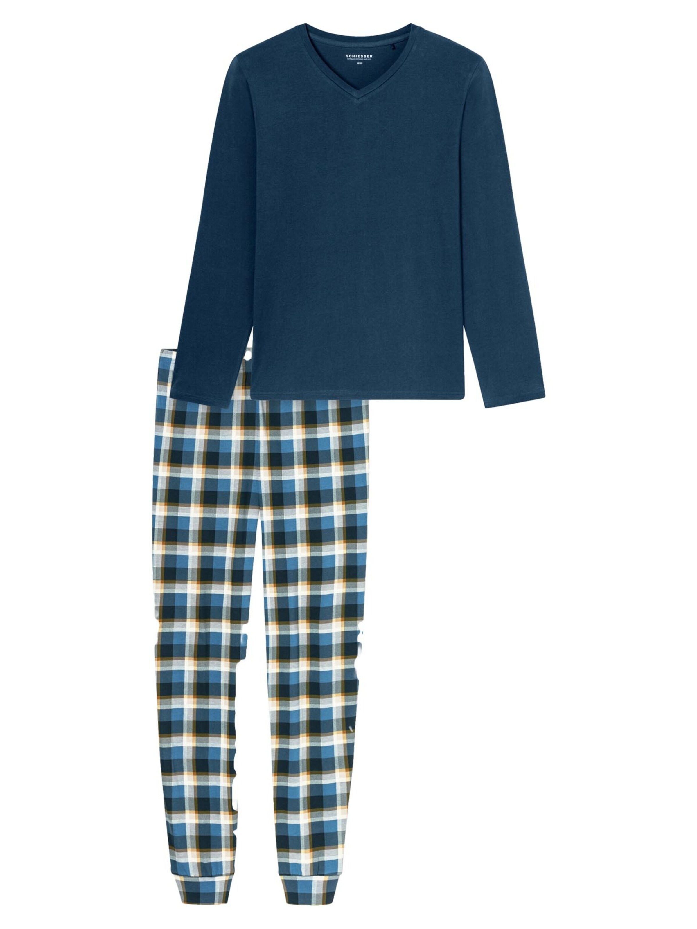 SCHIESSER Pyjama lang 'Casual Essentials'‌ in M/Regular in blau, Produktansicht