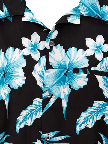 King Kameha Shirt 'Mono Flowers' in Blau