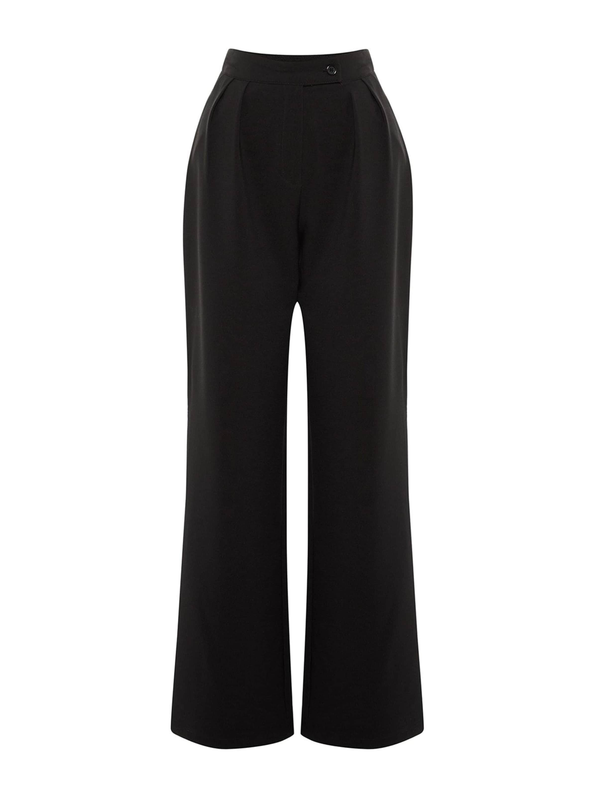 Trendyol - Loosefit Pantalón plisado en negro: frente