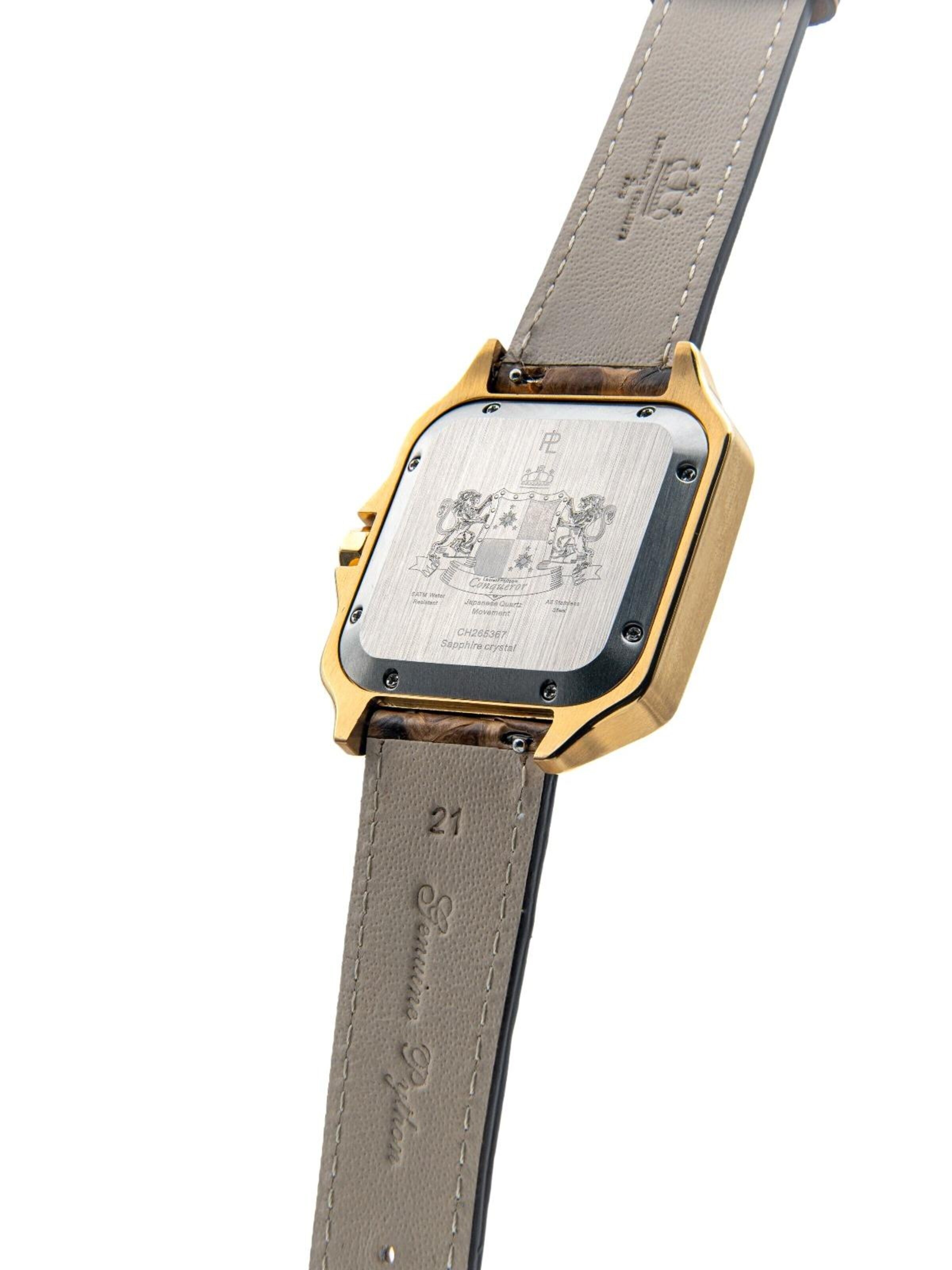 Laurent Philippe Analoog horloge 'Conqueror The Golden Eye – Golden Venin' in Bruin
