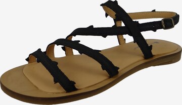 EL NATURALISTA Strap Sandals in Black: front