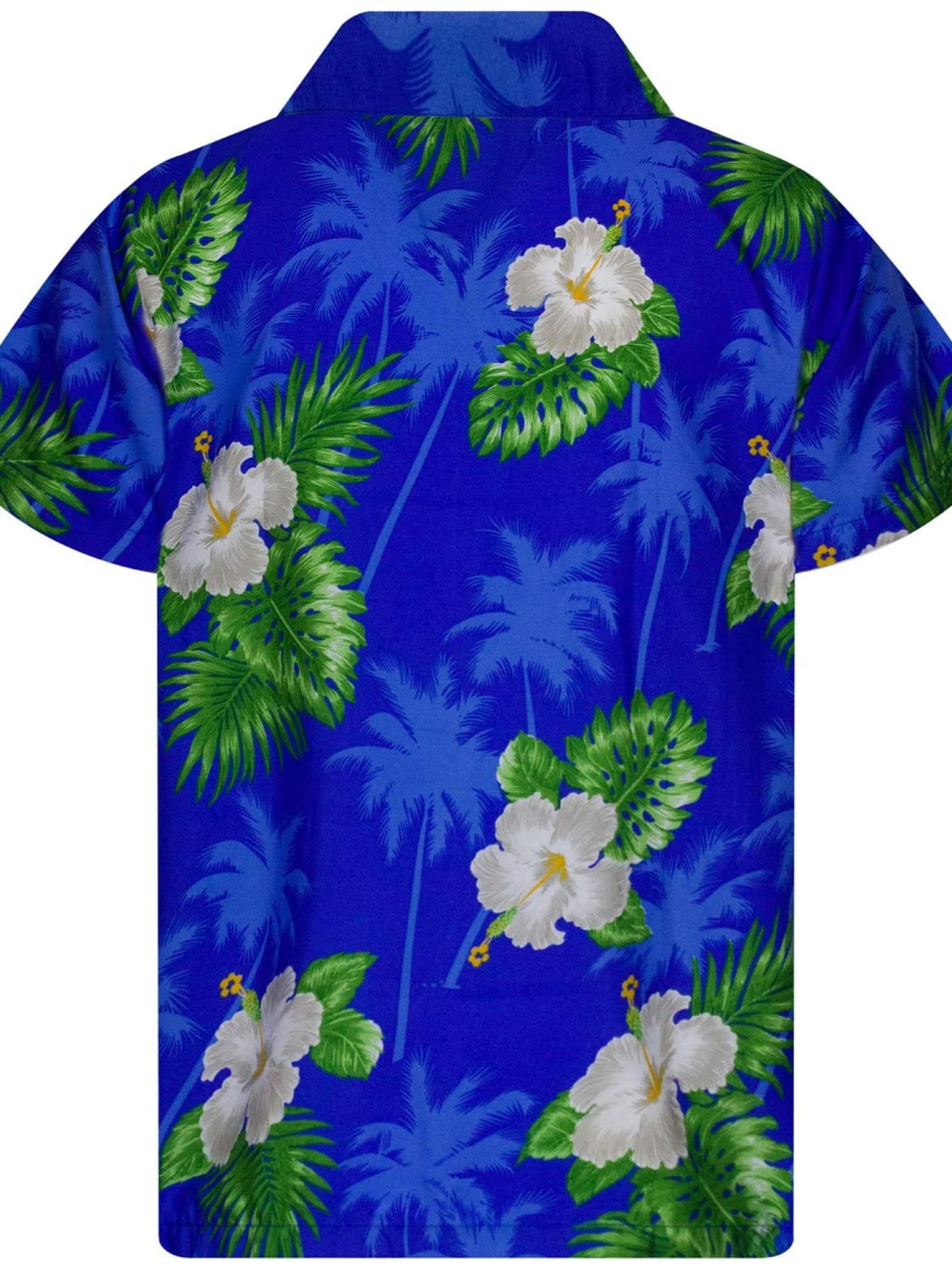 King Kameha Regular fit Overhemd 'Small Flower' in Blauw