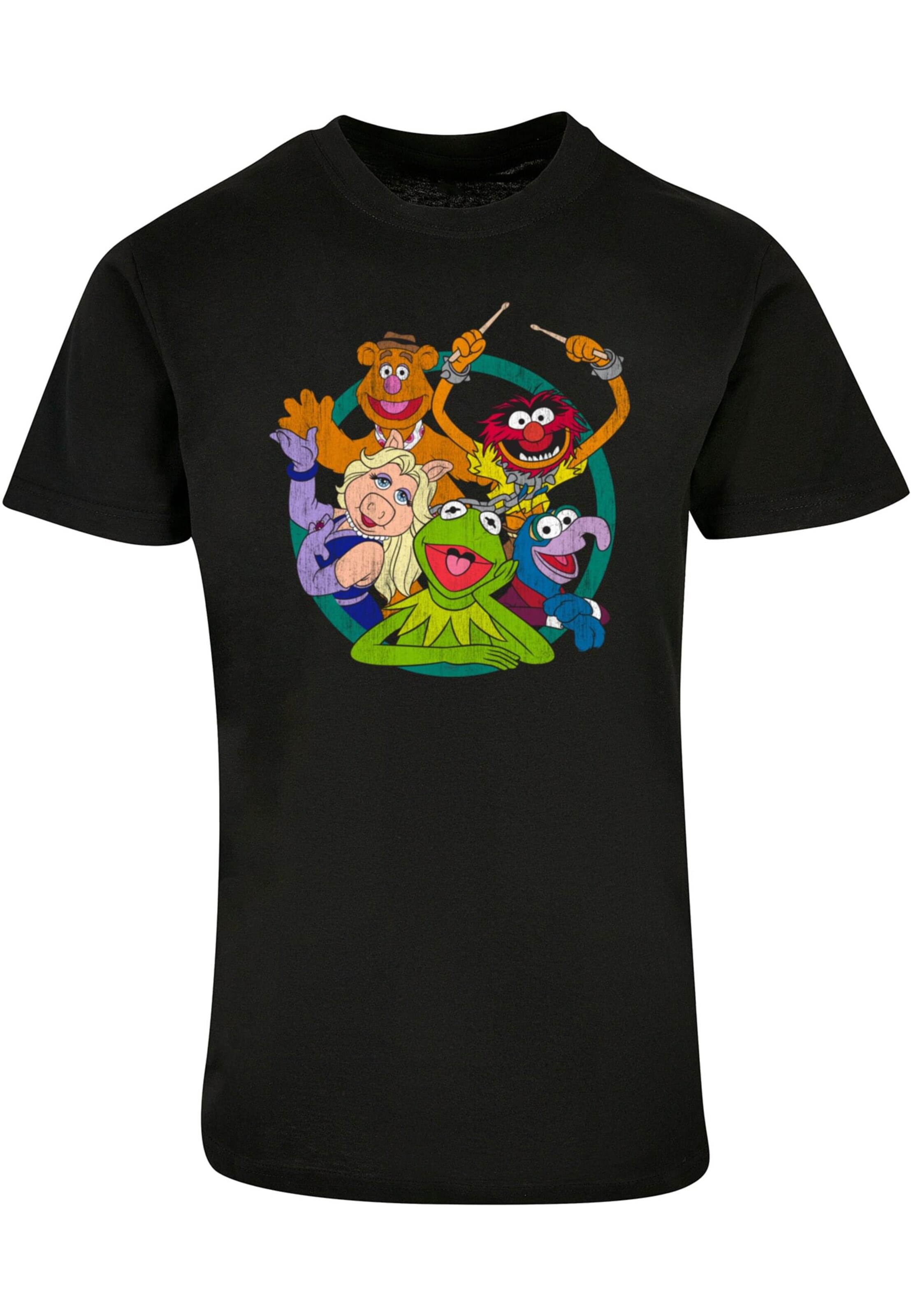 ABSOLUTE CULT Shirt 'Muppets - Group Circle' in Black: front