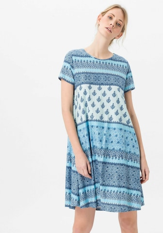 Green Cotton Dress in Blue: front