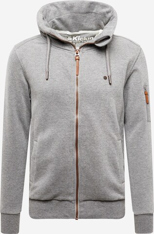 Alife and Kickin Zip-Up Hoodie 'EliasAK' in Grey: front