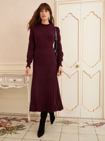 Robes en maille love & roses en rouge